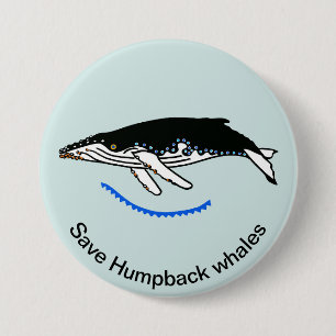 Badge Rond 7,6 Cm Sauvez les baleines à bosse - Graphique animal en