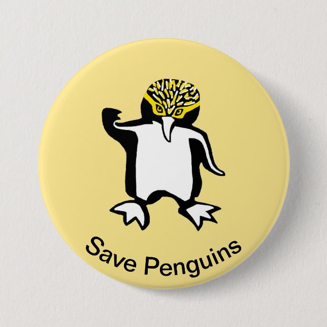 Badge Rond 7,6 Cm Save PENGUINS - Graphique animal en voie de dispar (Devant)