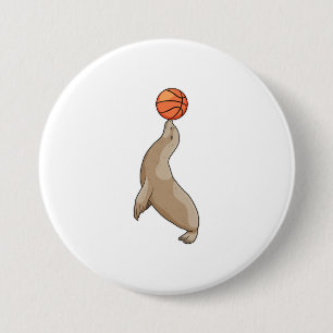 Badge Rond 7,6 Cm Sceau avec basket-ball