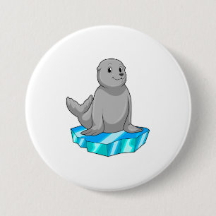 Badge Rond 7,6 Cm Sceau avec flocons de glace