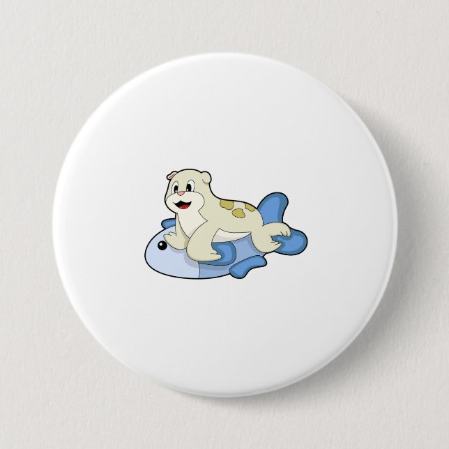 Badge Rond 7,6 Cm Sceau avec poisson (Devant)