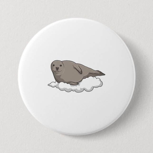Badge Rond 7,6 Cm Sceau sur nuages (Devant)