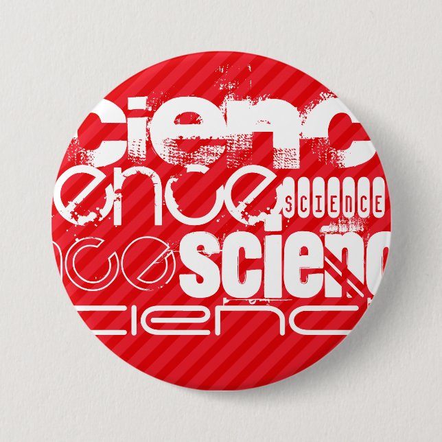 Badge Rond 7,6 Cm Science ; Rayures rouges écarlates (Devant)