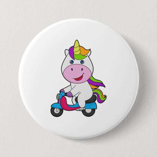 Badge Rond 7,6 Cm Scooter Unicorn (Devant)