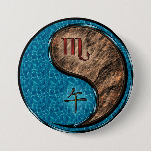 Badge Rond 7,6 Cm Scorpion & Cheval de Terre