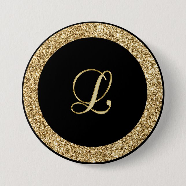 Badge Rond 7,6 Cm Script or Monogram L (Devant)