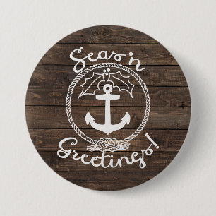 Badge Rond 7,6 Cm Seas 'n Salutations   Plaques de bois
