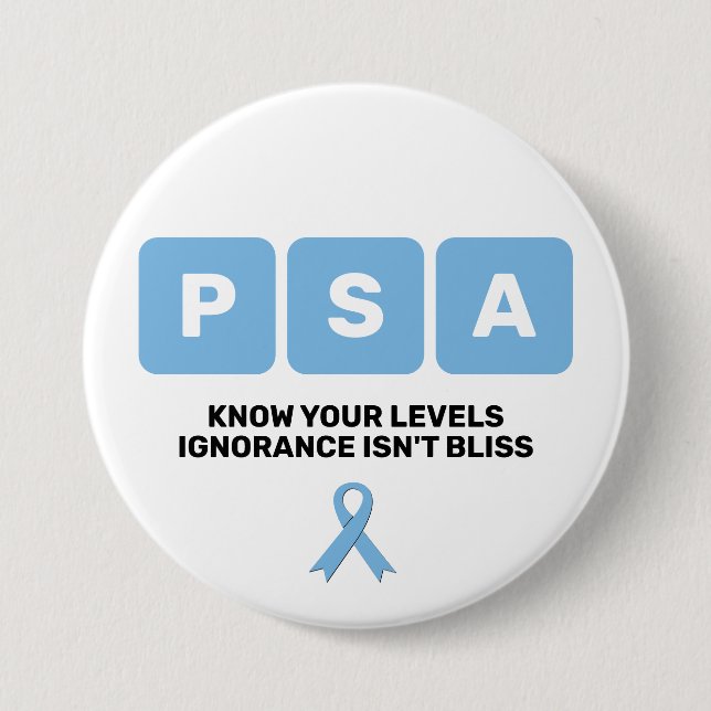 Badge Rond 7,6 Cm Sensibilisation au cancer de la prostate PSA (Devant)
