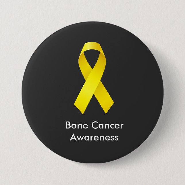 Badge Rond 7,6 Cm Sensibilisation au cancer de l'os Ribbon jaune (Devant)