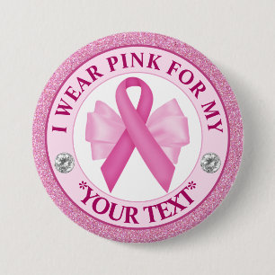 Badge Rond 7,6 Cm Sensibilisation au cancer du sein Je porte le rose