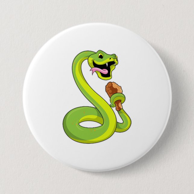 Badge Rond 7,6 Cm Serpent au poulet (Devant)