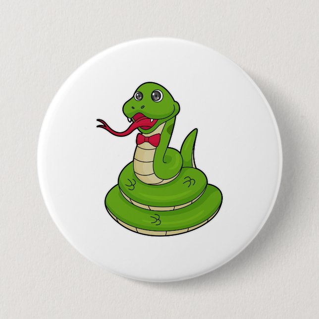 Badge Rond 7,6 Cm Serpent avec cravate de cabot (Devant)