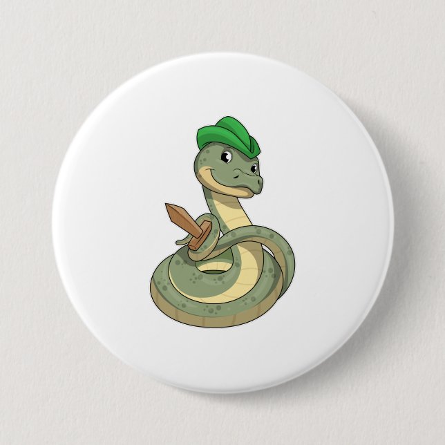 Badge Rond 7,6 Cm Serpent avec épée (Devant)