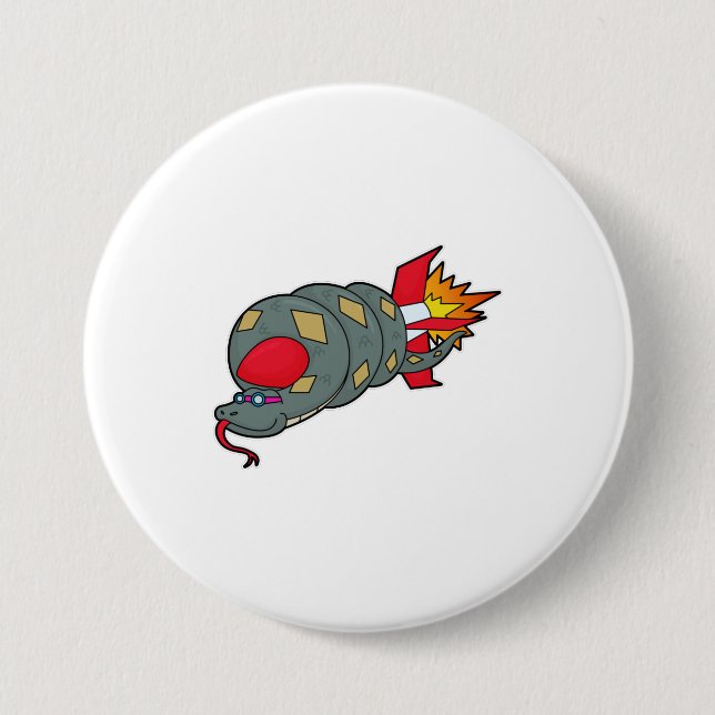 Badge Rond 7,6 Cm Serpent avec fusée (Devant)