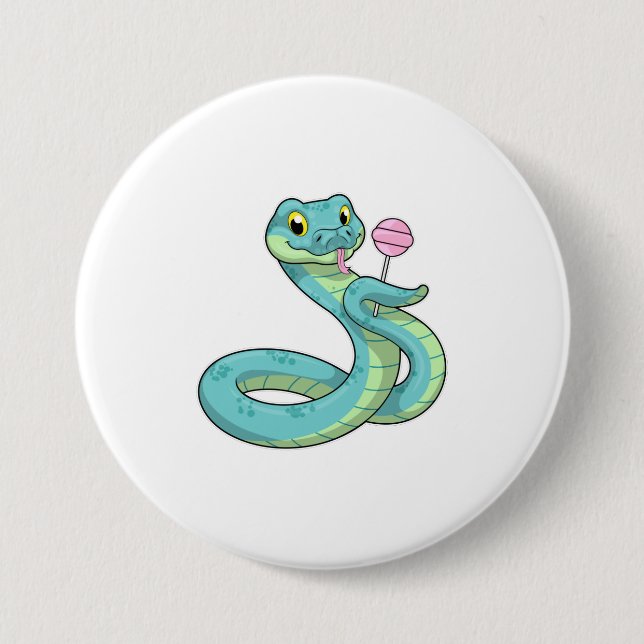 Badge Rond 7,6 Cm Serpent avec Lollipop (Devant)