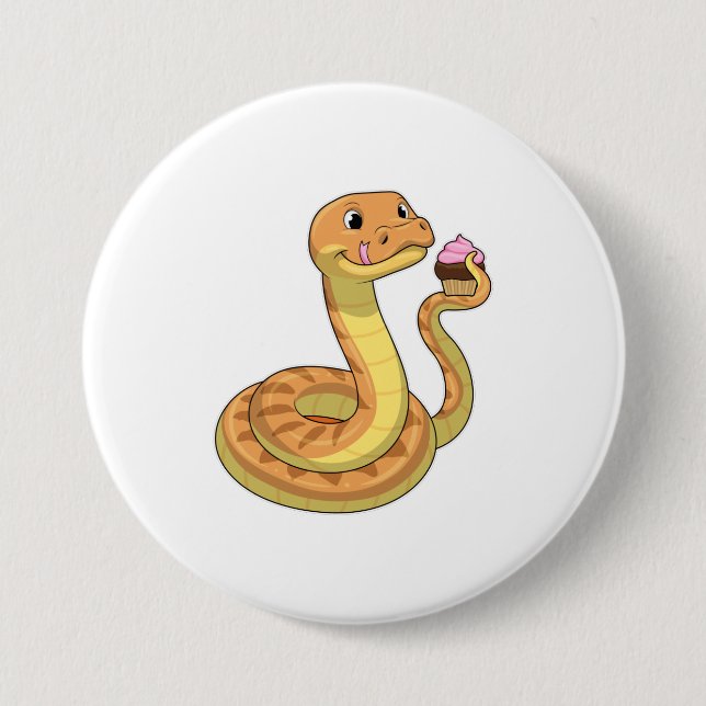 Badge Rond 7,6 Cm Serpent avec muffin (Devant)