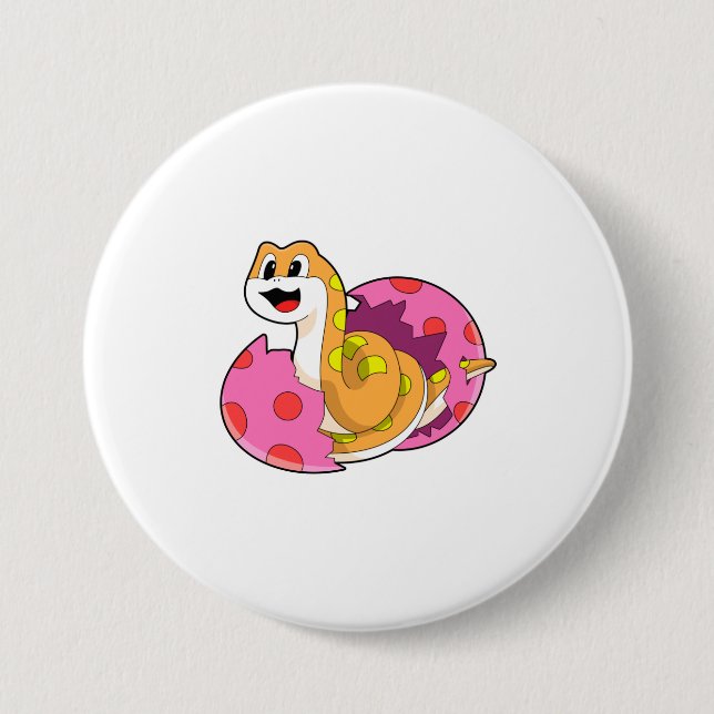 Badge Rond 7,6 Cm Serpent avec oeuf (Devant)