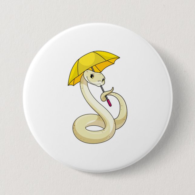 Badge Rond 7,6 Cm Serpent avec parapluie (Devant)