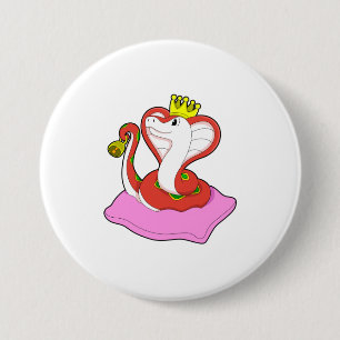 Badge Rond 7,6 Cm Serpent comme roi avec Couronne