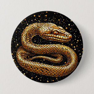 Badge Rond 7,6 Cm Serpent doré