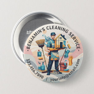 Badge Rond 7,6 Cm Service de nettoyage de maison moderne ménage
