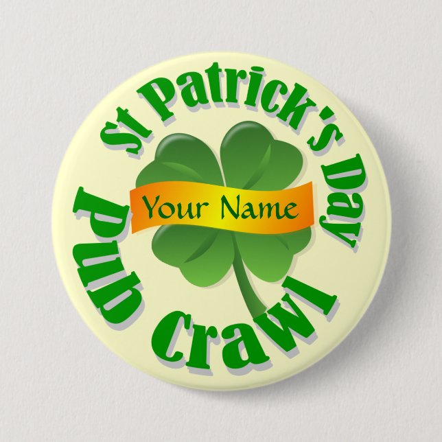Badge Rond 7,6 Cm Shamrock personnalisé St Patrick's (Devant)