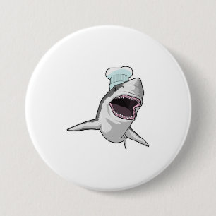 Badge Rond 7,6 Cm Shark as Cook