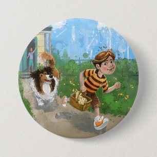 Badge Rond 7,6 Cm Sheldon et Davie Aventure
