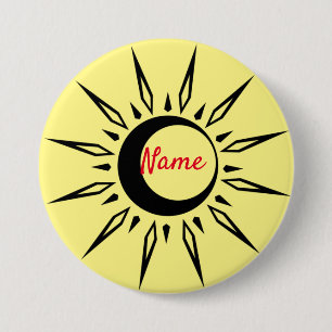 Badge Rond 7,6 Cm Shining Sun Crescent Moon