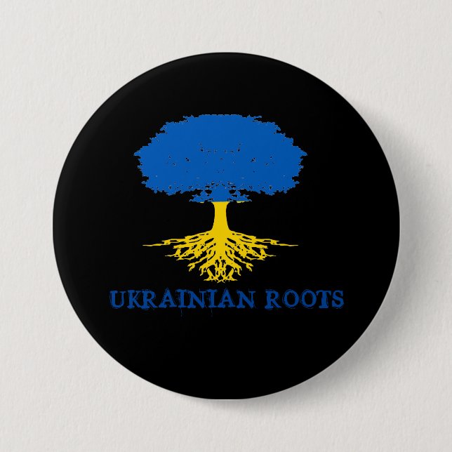 Badge Rond 7,6 Cm Silhouette de l'arbre des racines ukrainiennes (Devant)