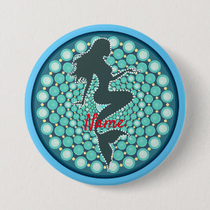 Badge Rond 7,6 Cm Silhouette de sirène dans les bulles bouton Thund