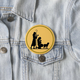 Badge Rond 7,6 Cm Silhouette des bergers de Noël