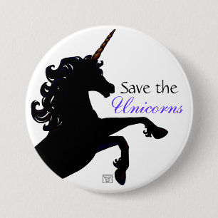 Badge Rond 7,6 Cm Silhouette Unicorne