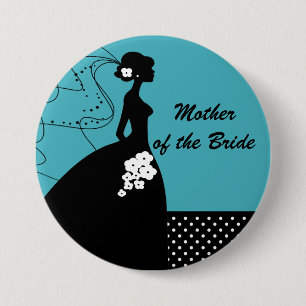 Badge Rond 7,6 Cm Silhouettez la mère de jeune mariée du bouton de