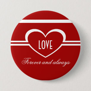 Badge Rond 7,6 Cm Simple Heart Button, Deep Red