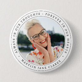 Badge Rond 7,6 Cm Simple Memorial Photo de Remembrance Funéraire