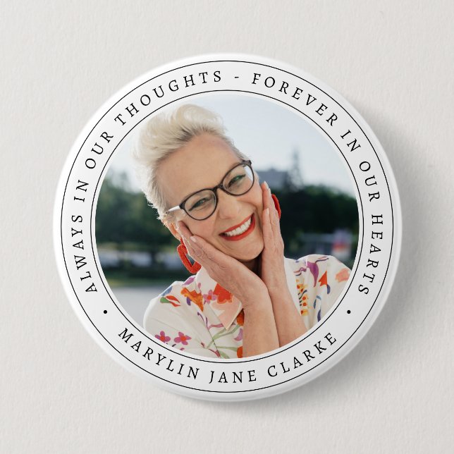 Badge Rond 7,6 Cm Simple Memorial Photo de Remembrance Funéraire (Devant)