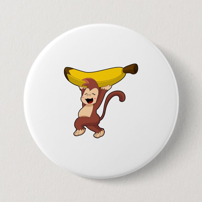 Badge Rond 7,6 Cm Singe à la banane (Devant)