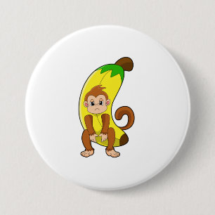 Badge Rond 7,6 Cm Singe à la banane