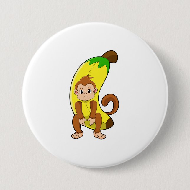 Badge Rond 7,6 Cm Singe à la banane (Devant)