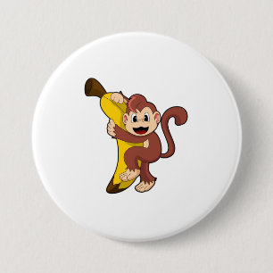 Badge Rond 7,6 Cm Singe avec banane (1).PNG