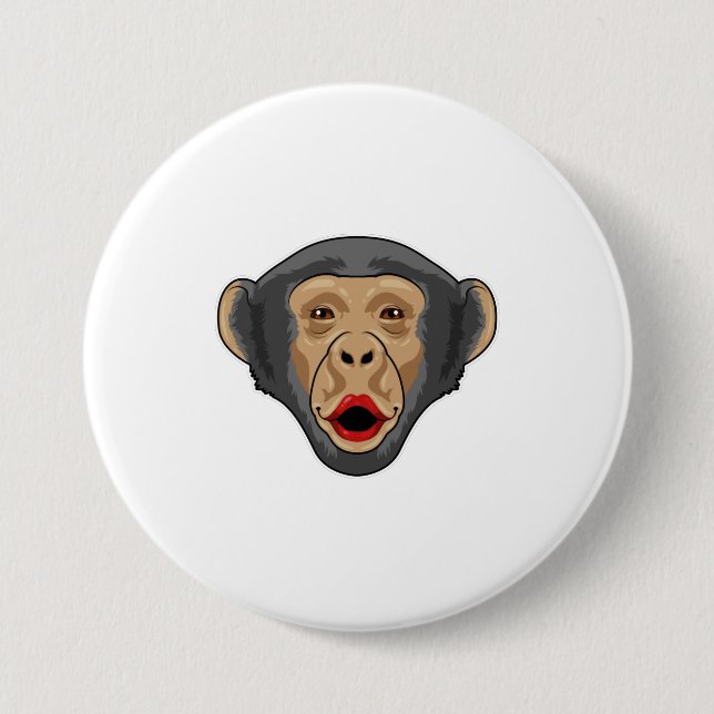 Badge Rond 7,6 Cm Singe avec bouche baisée (Devant)