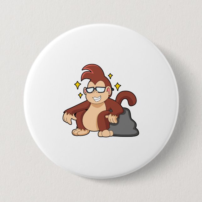 Badge Rond 7,6 Cm Singe avec lunettes de soleil (Devant)