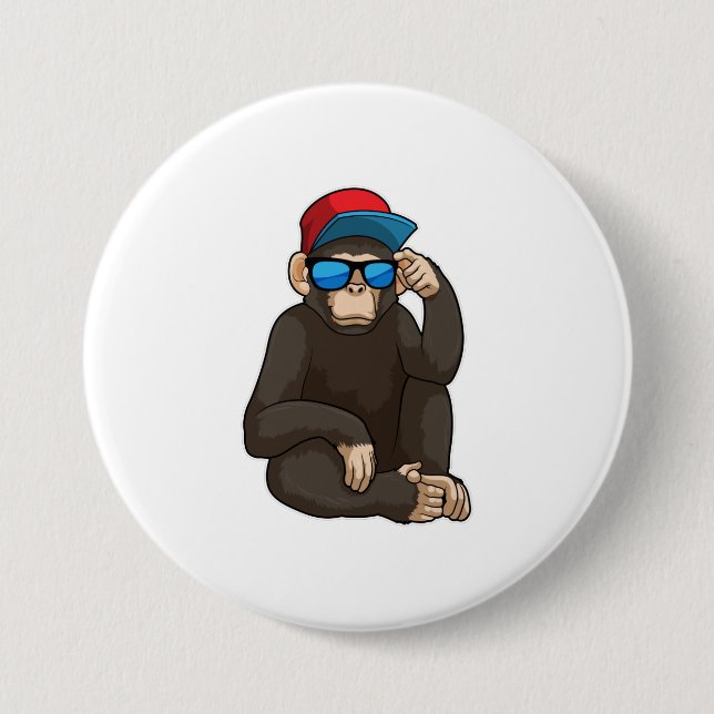 Badge Rond 7,6 Cm Singe avec lunettes de soleil (Devant)