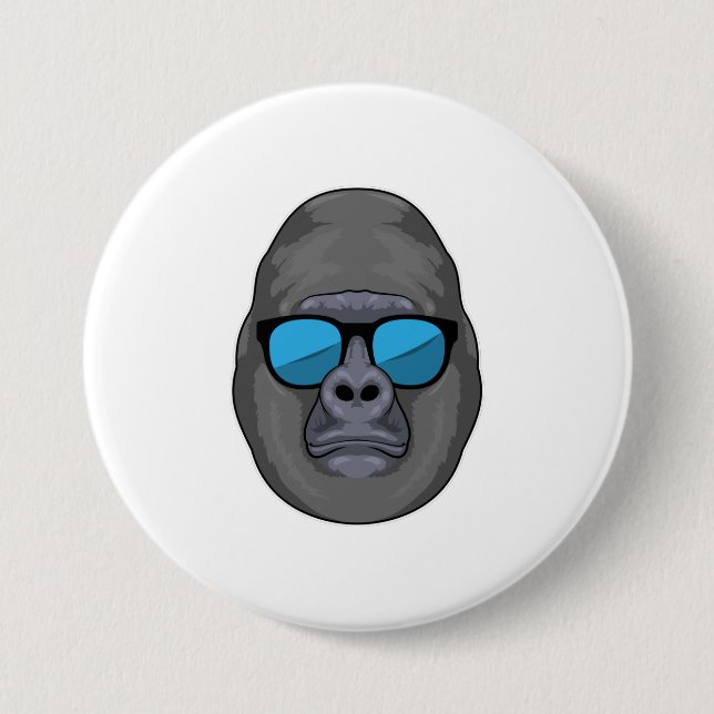Badge Rond 7,6 Cm Singe avec lunettes de soleil (Devant)