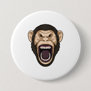 Badge Rond 7,6 Cm Singe avec poils noirs
