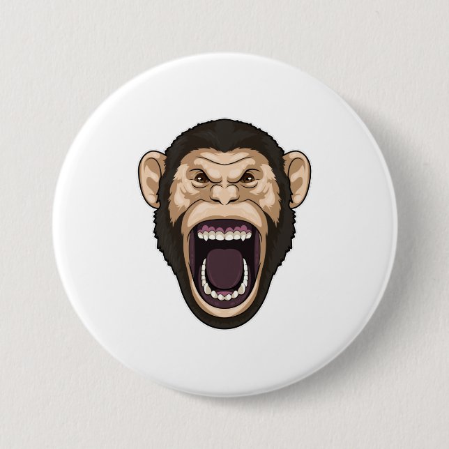 Badge Rond 7,6 Cm Singe avec poils noirs (Devant)
