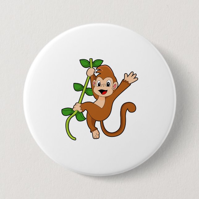 Badge Rond 7,6 Cm Singe dans la jungle (Devant)