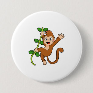 Badge Rond 7,6 Cm Singe dans la jungle
