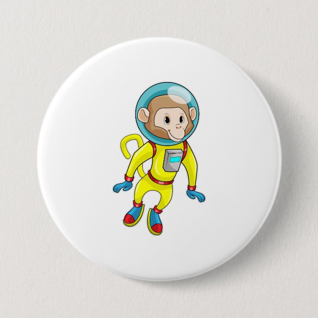 Badge Rond 7,6 Cm Singe en astronaute (Devant)